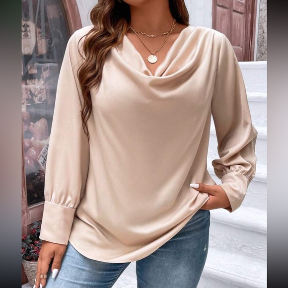 Luxe plus size draped front blouse - Picture 3 of 9